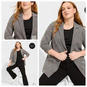 NWT TORRID Parker Studio Double Knit Blazer Gray Plaid Size 1x